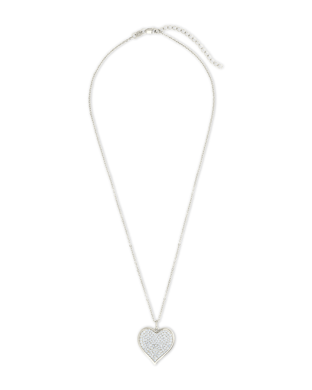 Sterling Silver CZ Statement Heart Pendant