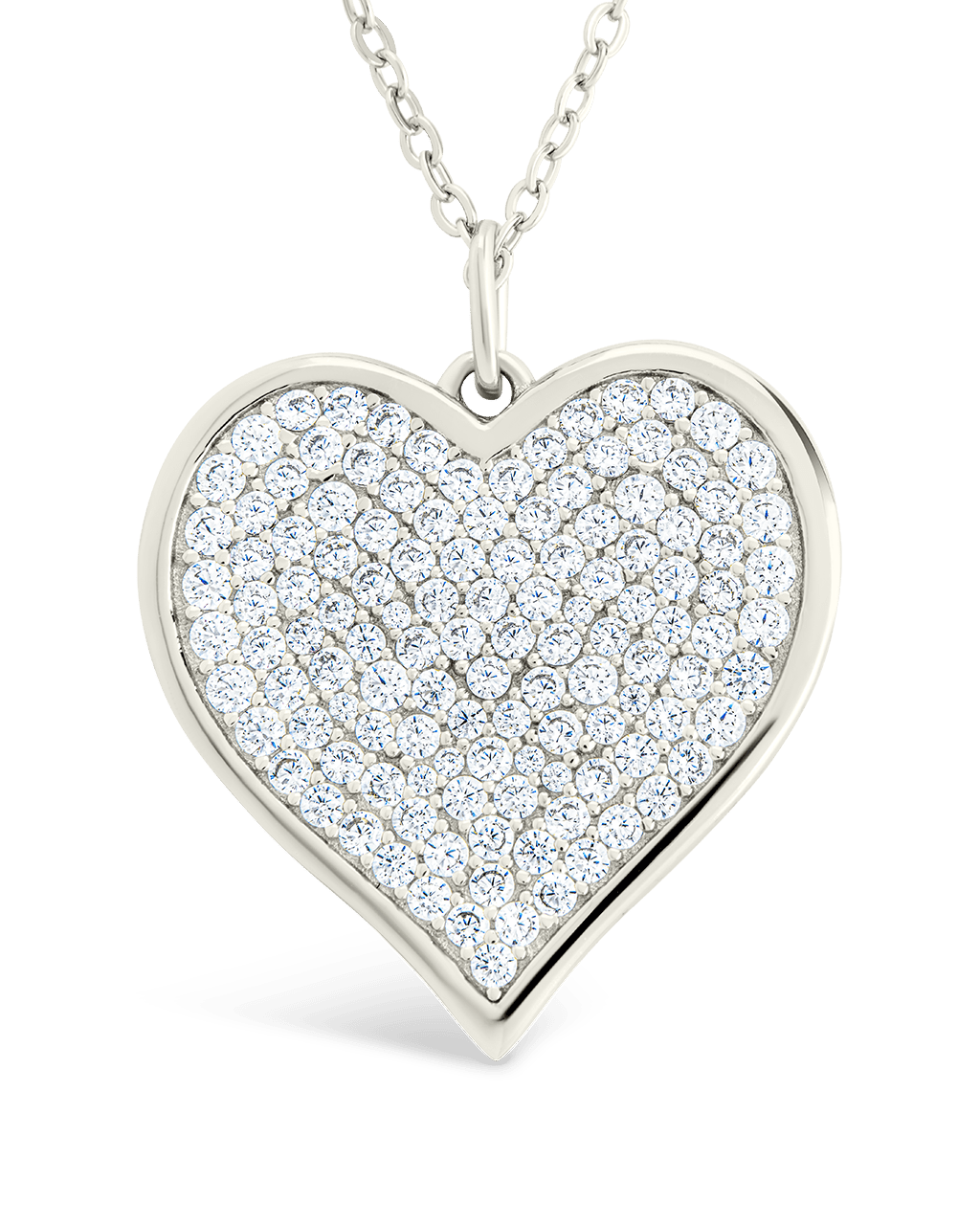 Sterling Silver CZ Statement Heart Pendant