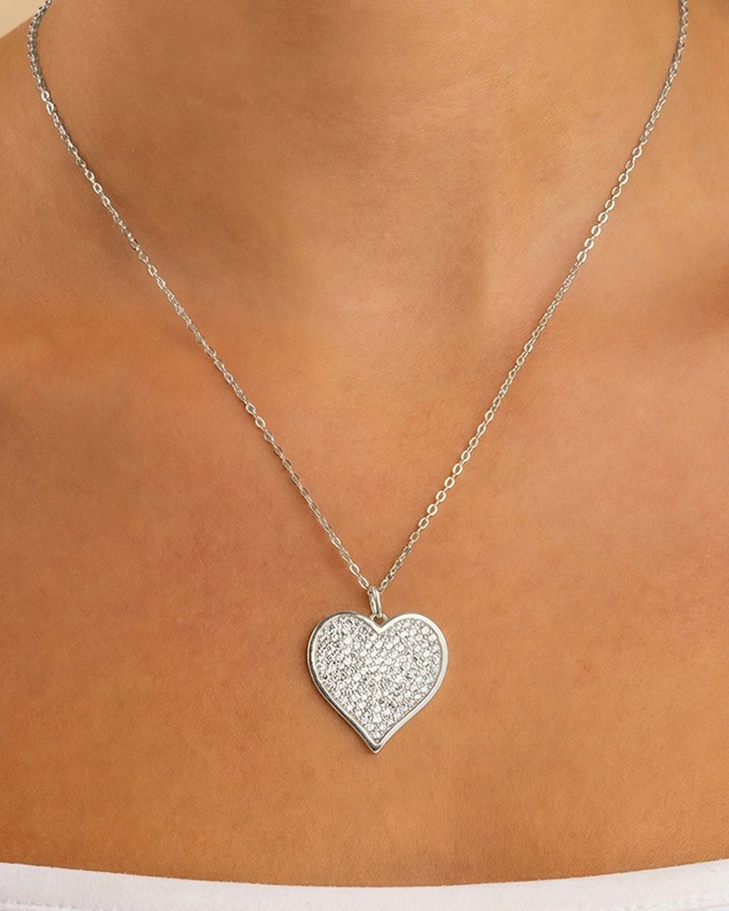 Sterling Silver CZ Statement Heart Pendant