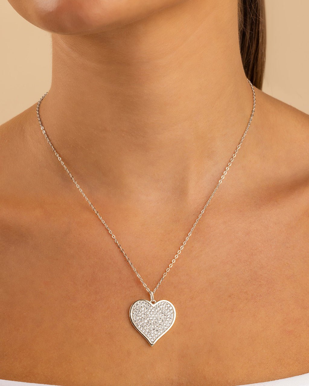 Sterling Silver CZ Statement Heart Pendant