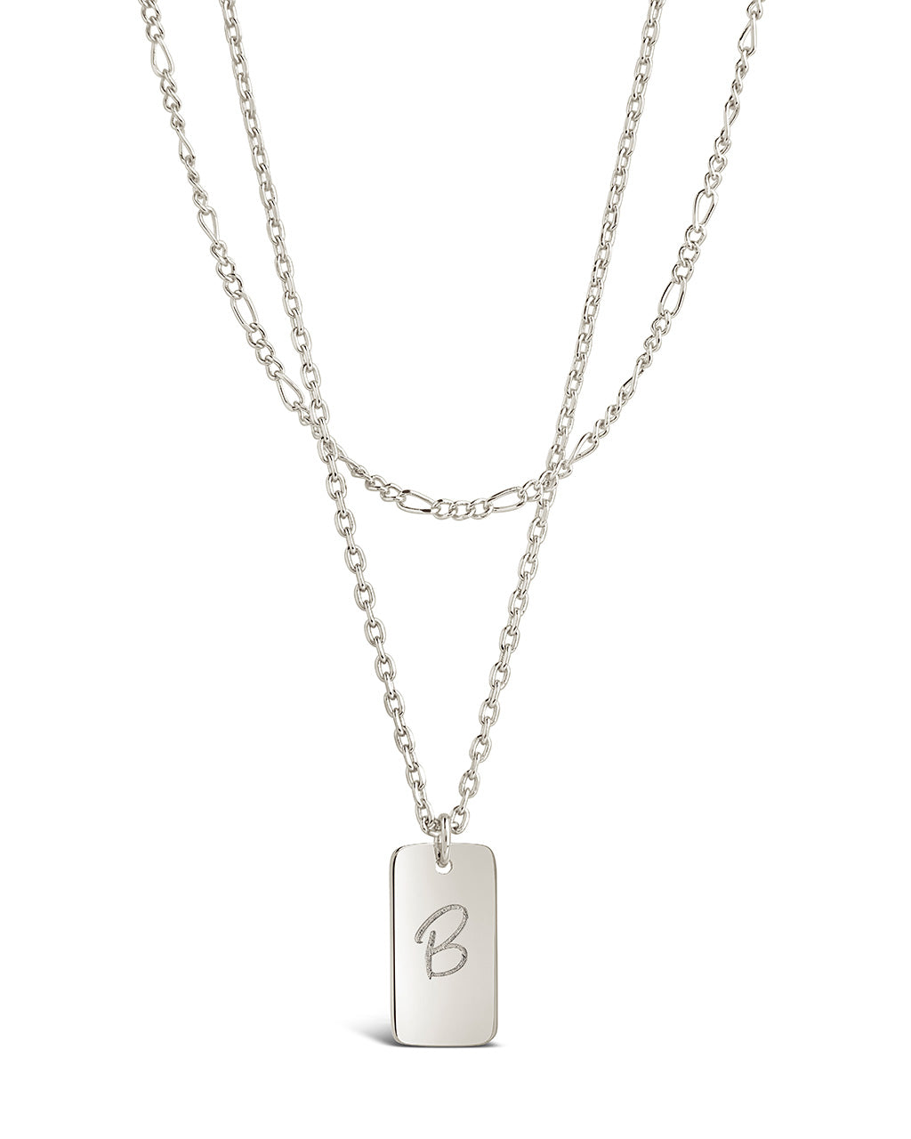 Initial Tag Layered Chain Necklace