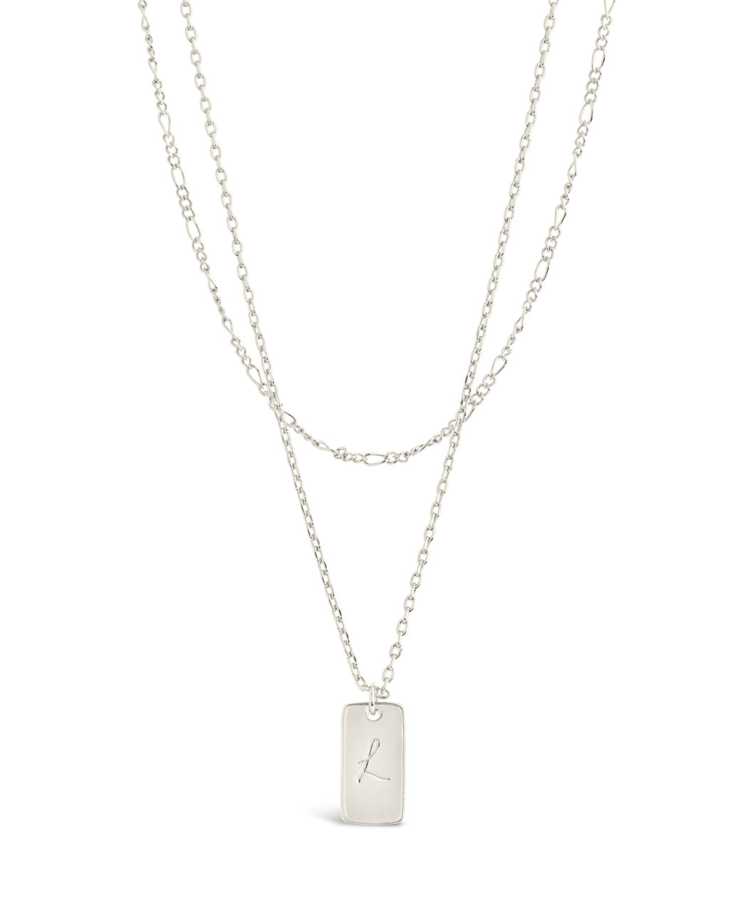 Initial Tag Layered Chain Necklace