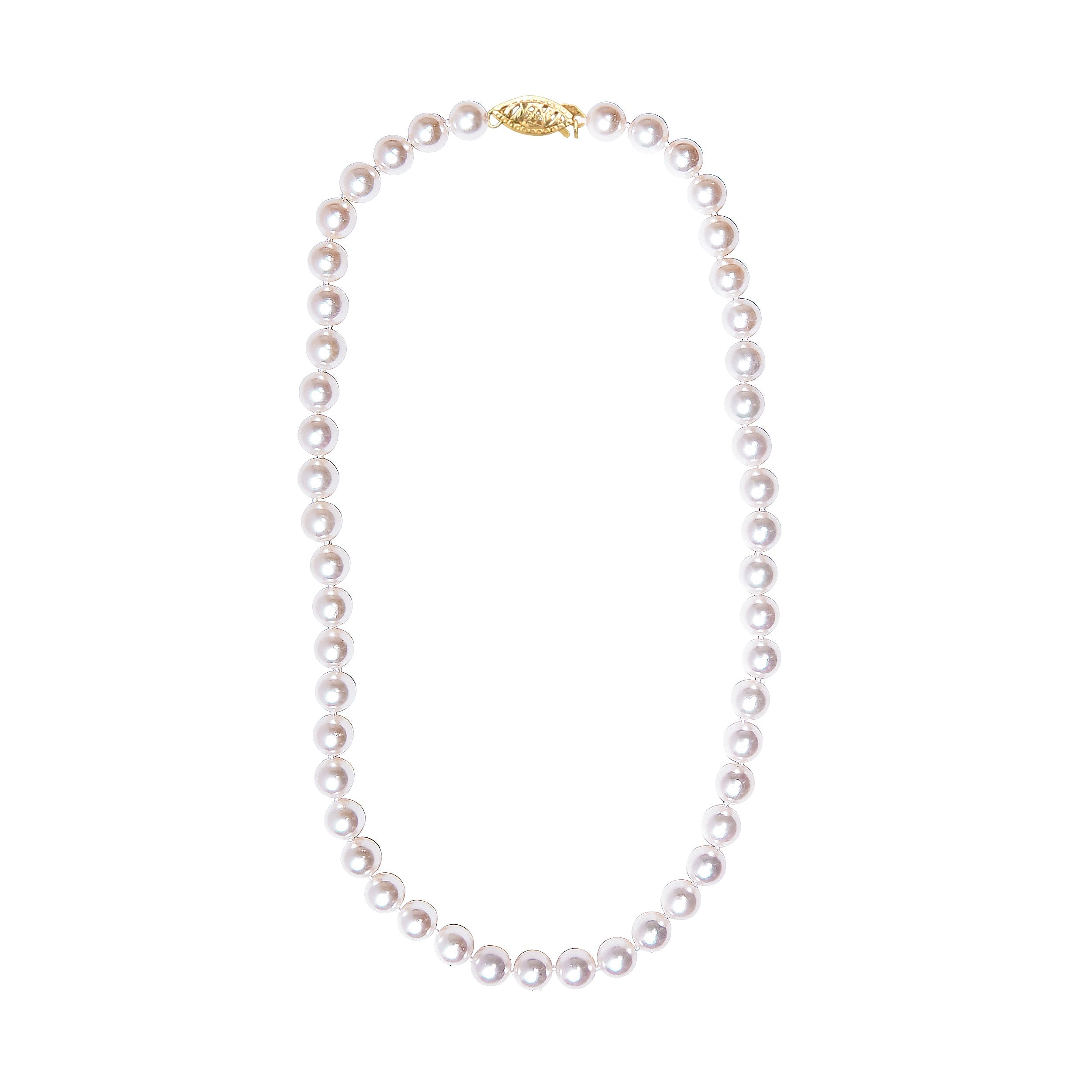 14K Yellow Gold 8.0x8.5mm Akoya Pearl Strand Necklace