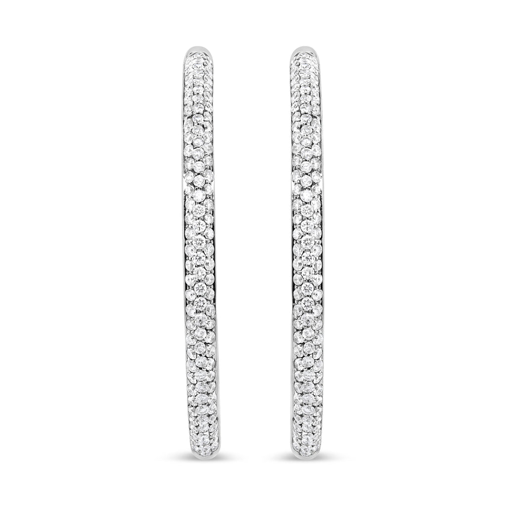 18K White Gold 2.00 Cttw Round-Cut Diamond Inner-Outer Hoop Earrings (F-G Color, VS1-VS2 Clarity)