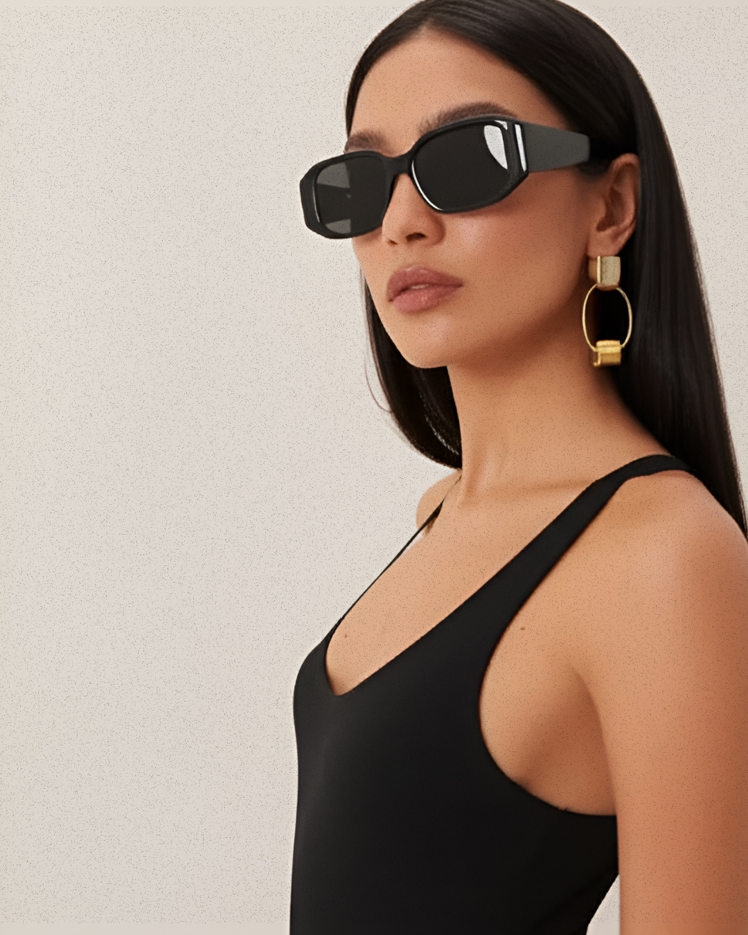 Caroline 51mm Rectangle Sunglasses | Black