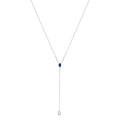 Sterling Silver Created Blue Sapphire and Diamond Accent Y Necklace