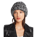 Aqua Marled Rib-Knit Beanie, Black/Ivory-Size OS