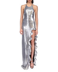 David Koma Sequin Ruffle Halter Column Gown, Size 10