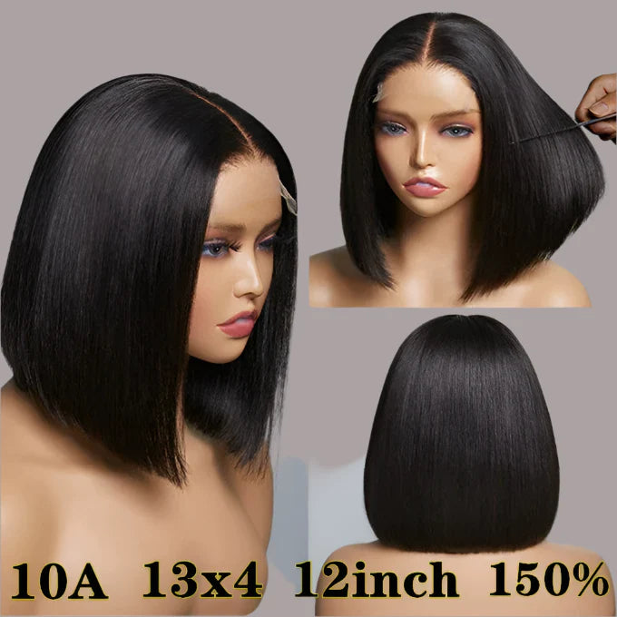 Sweet & Cute Brazilian Straight Bob Wig - Human Hair - Lace Front - Short & Fluffy