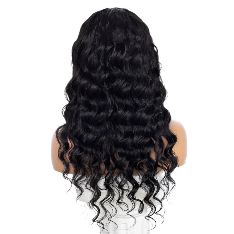 Long Curly U Part Lace Wig - 90% Human Hair Blend - Loose Wave African Wig - Sweet & Cute Style