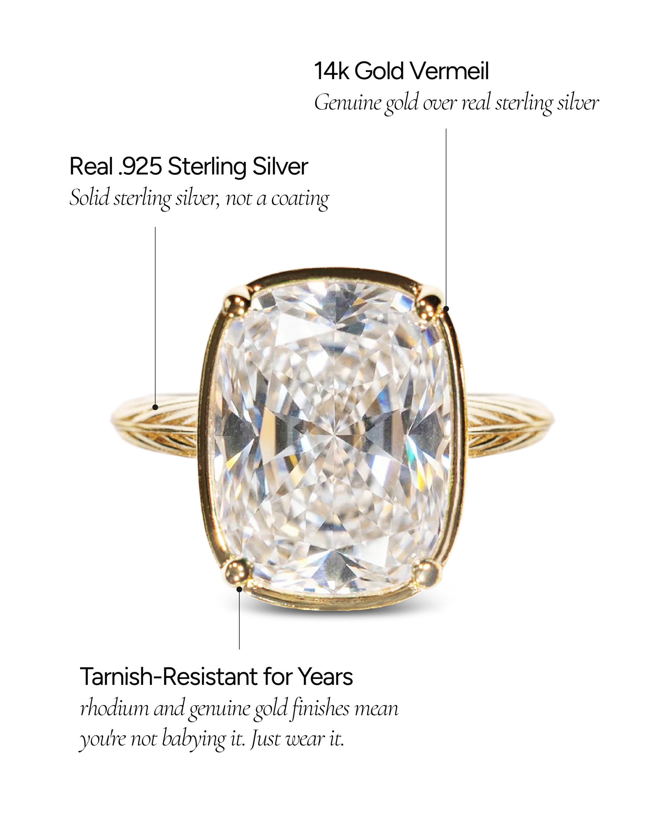 Sterling Silver Elongated Cushion Cocktail Ring 4ct & 8ct