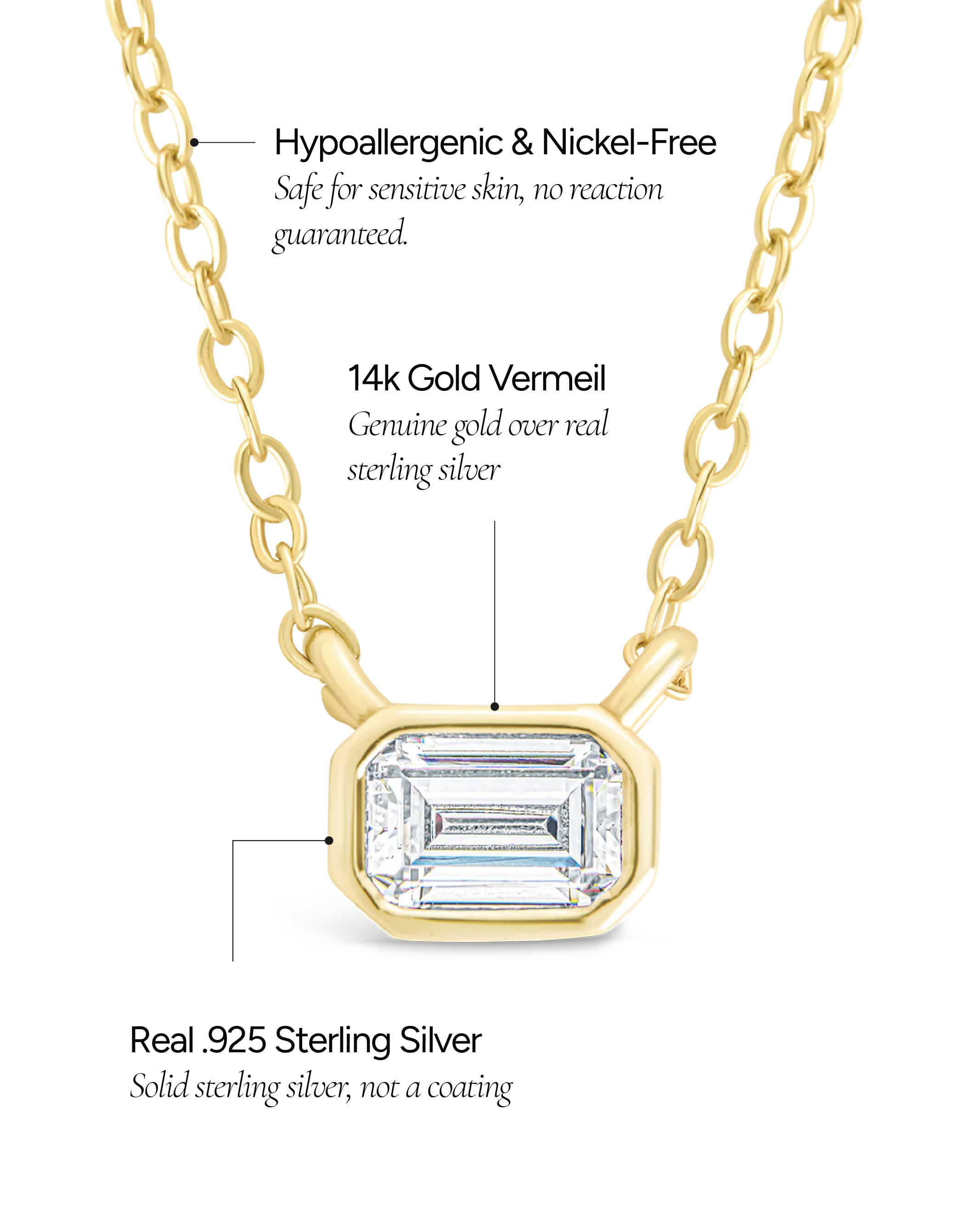 Sterling Silver Emerald Bezel Set Pendant