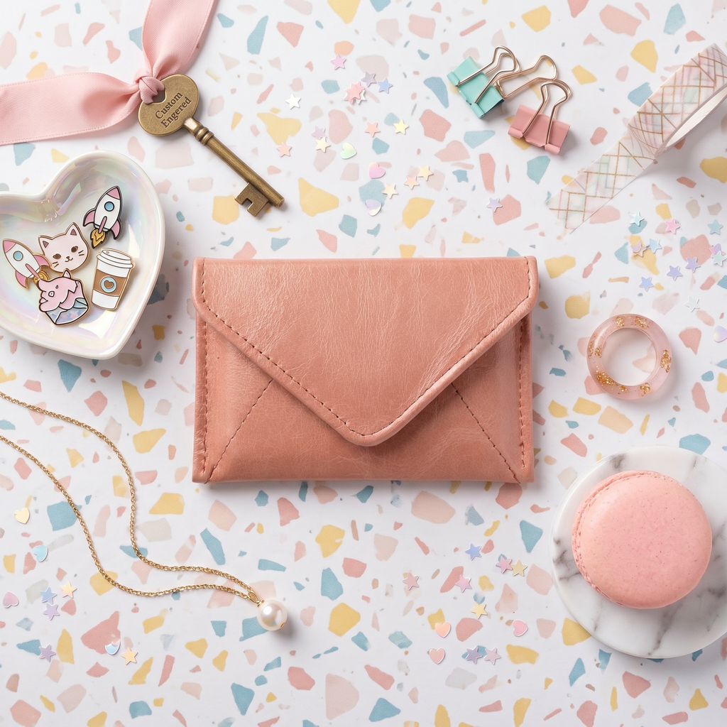 Mini Envelope Wallet With RFID protection - Pearl Pink