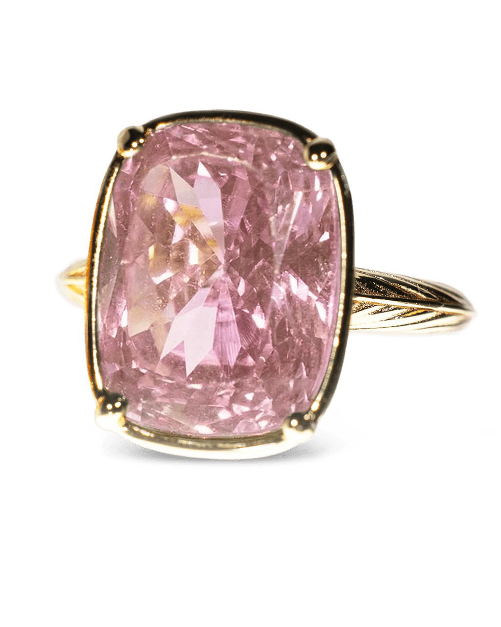 Sterling Silver Elongated Cushion Pink Sapphire CZ Cocktail Ring