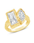 Sterling Silver Tate CZ & Molten Metal Toi et Moi Ring
