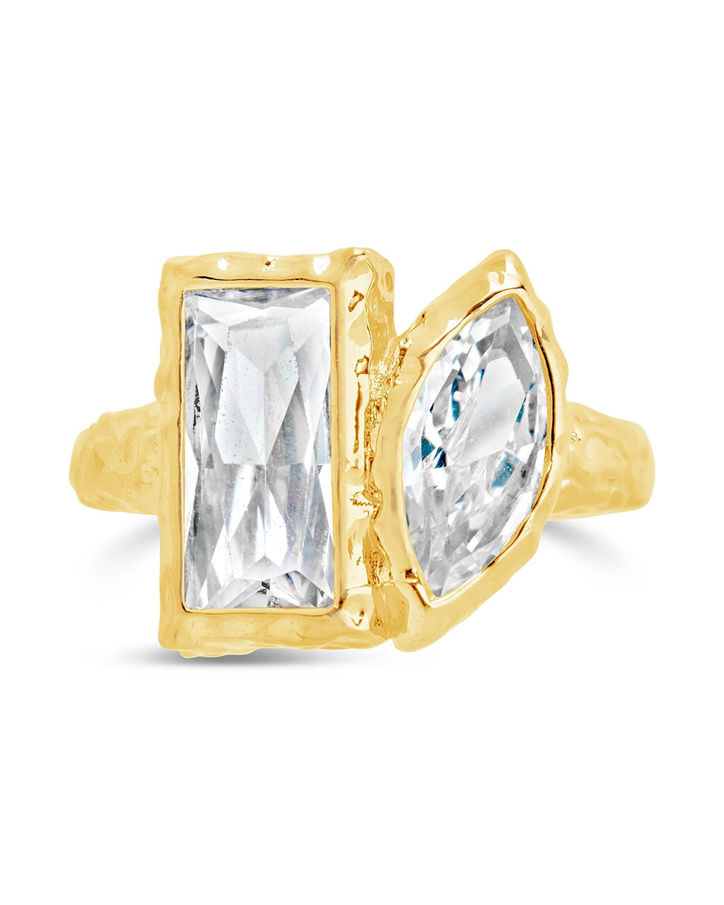Sterling Silver Tate CZ & Molten Metal Toi et Moi Ring