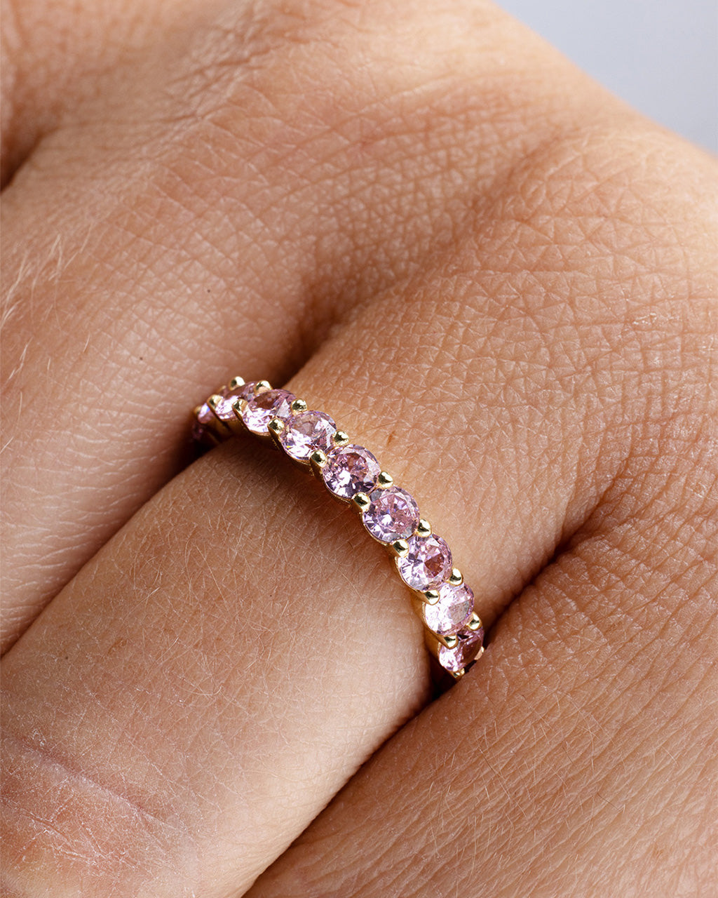 Sterling Silver Gracie Pink Sapphire CZ Eternity Ring