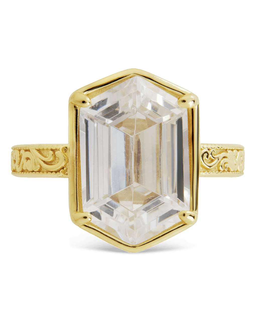 Sterling Silver Hexagon Bezel Ring