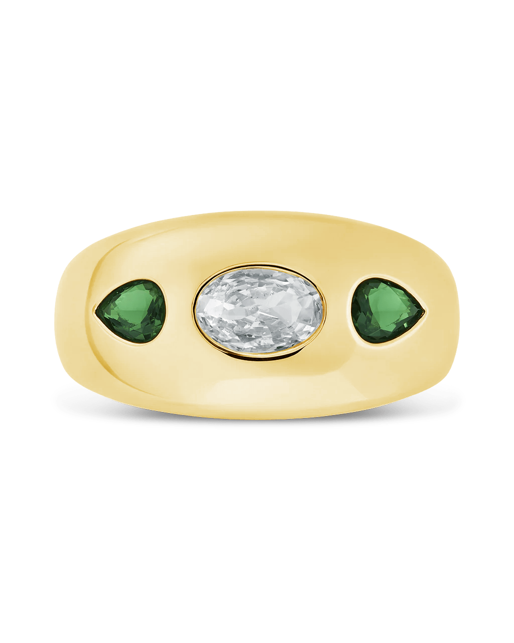 Sterling Silver Triple-Stone Tapered Dome Ring