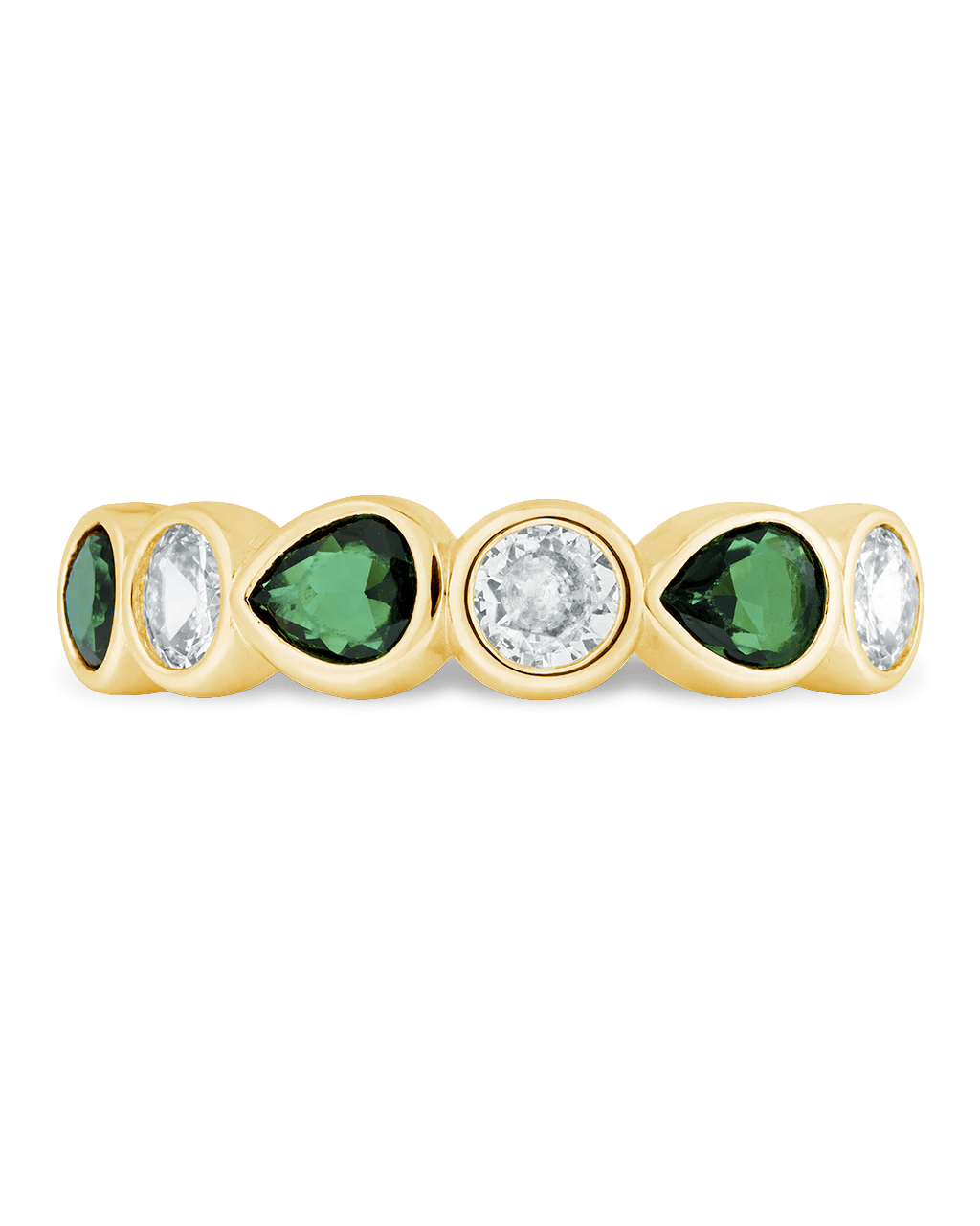 Sterling Silver Pear and Round Bezel-Set Ring