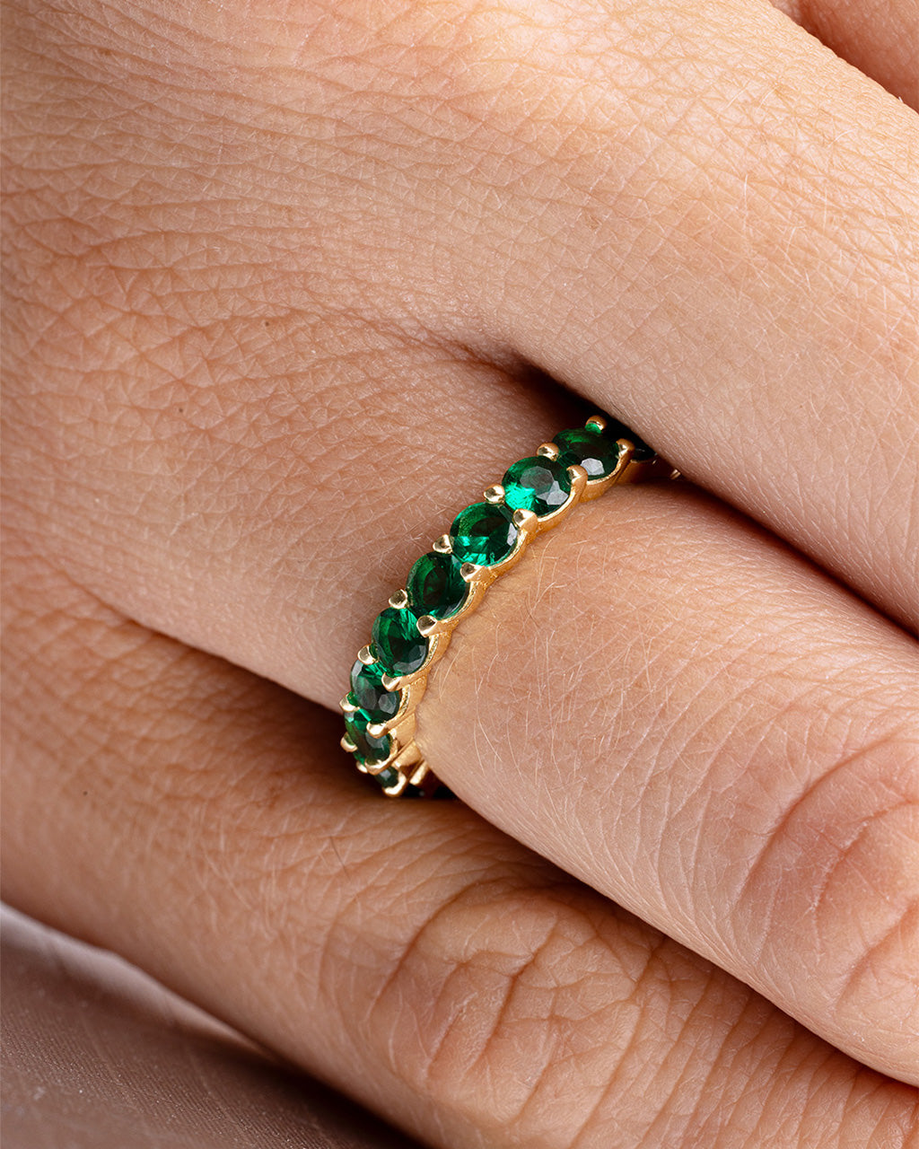 Sterling Silver Gracie Emerald CZ Eternity Ring
