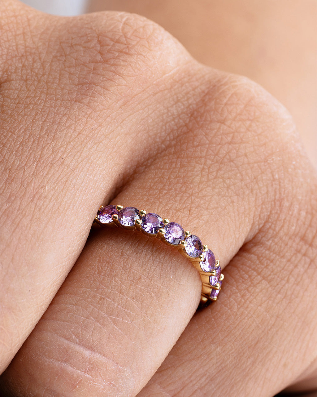 Sterling Silver Gracie Amethyst CZ Eternity Ring