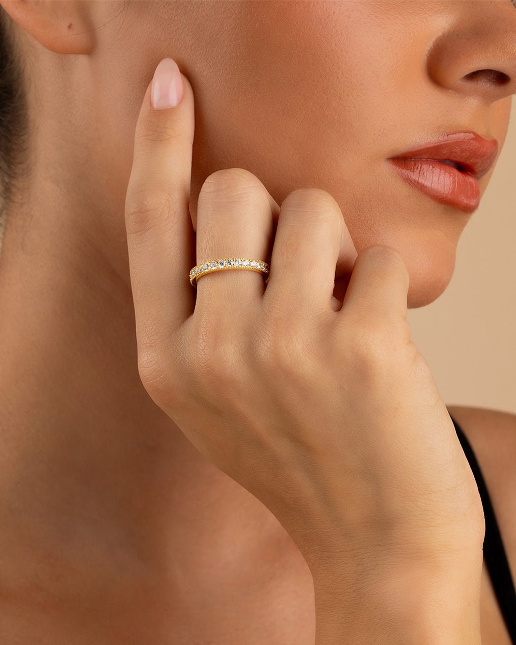 Sterling Silver 3mm Thin CZ Band Ring