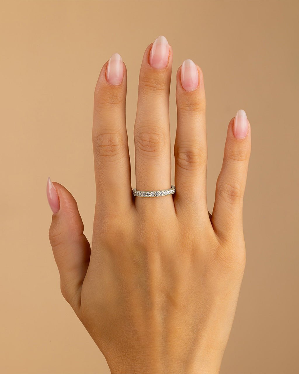 Sterling Silver 3mm Thin CZ Band Ring