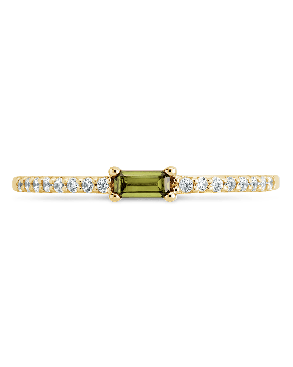 Sterling Silver Thin Peridot CZ Stacking Birthstone Ring