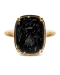 Sterling Silver Elongated Cushion Black CZ Cocktail Ring