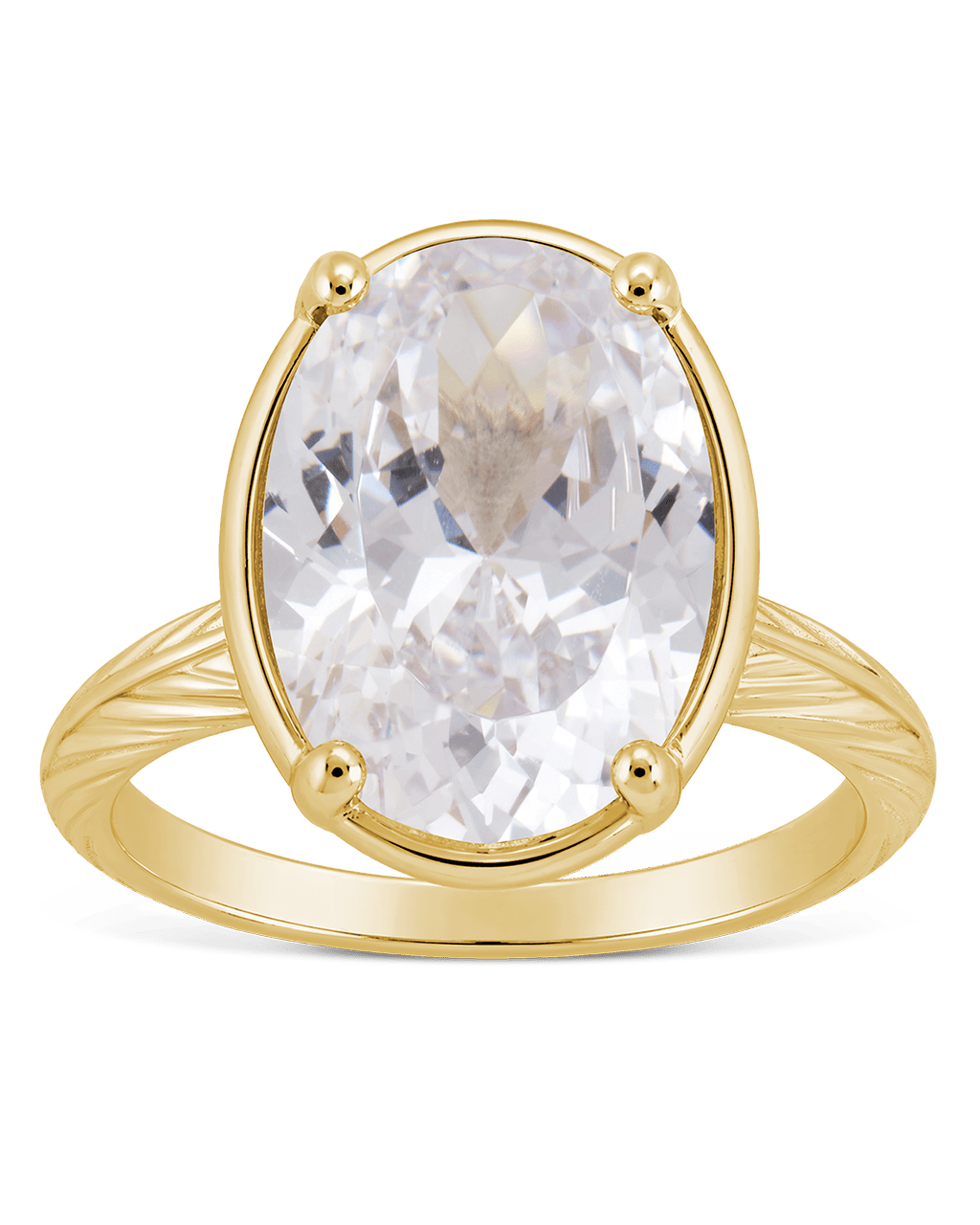 Sterling Silver Oval Cut CZ Cocktail Ring