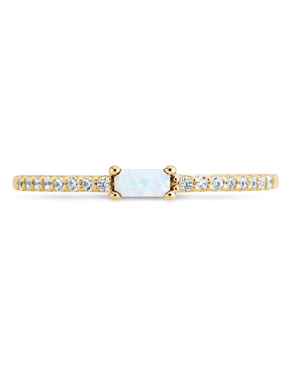 Sterling Silver Thin Opal CZ Stacking Birthstone Ring