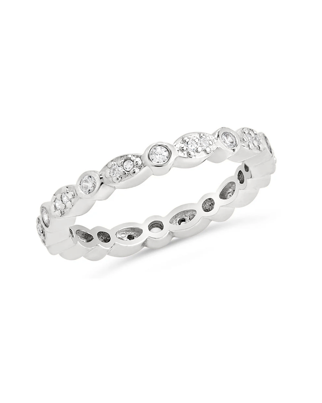 Sterling Silver CZ Bezel Band Ring