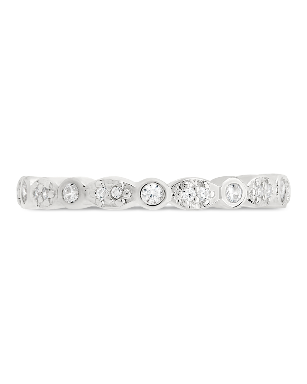 Sterling Silver CZ Bezel Band Ring