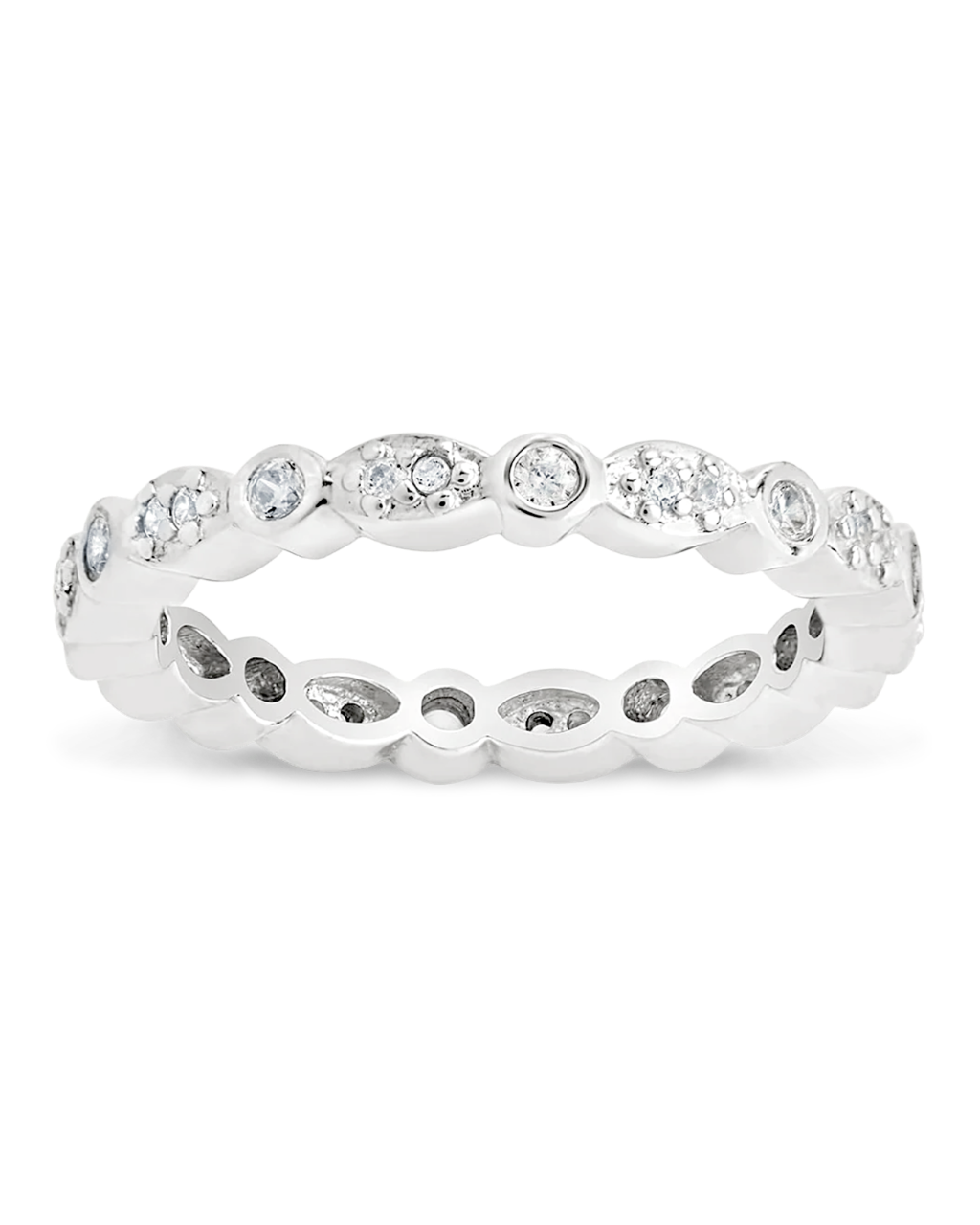 Sterling Silver CZ Bezel Band Ring