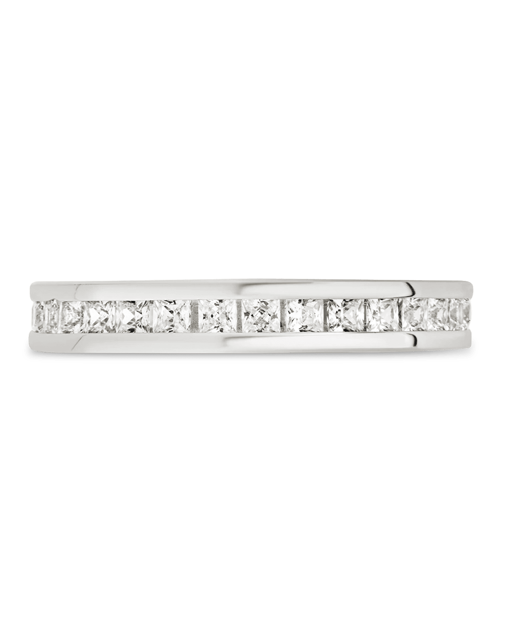 Sterling Silver Princess Eternity Wedding Band