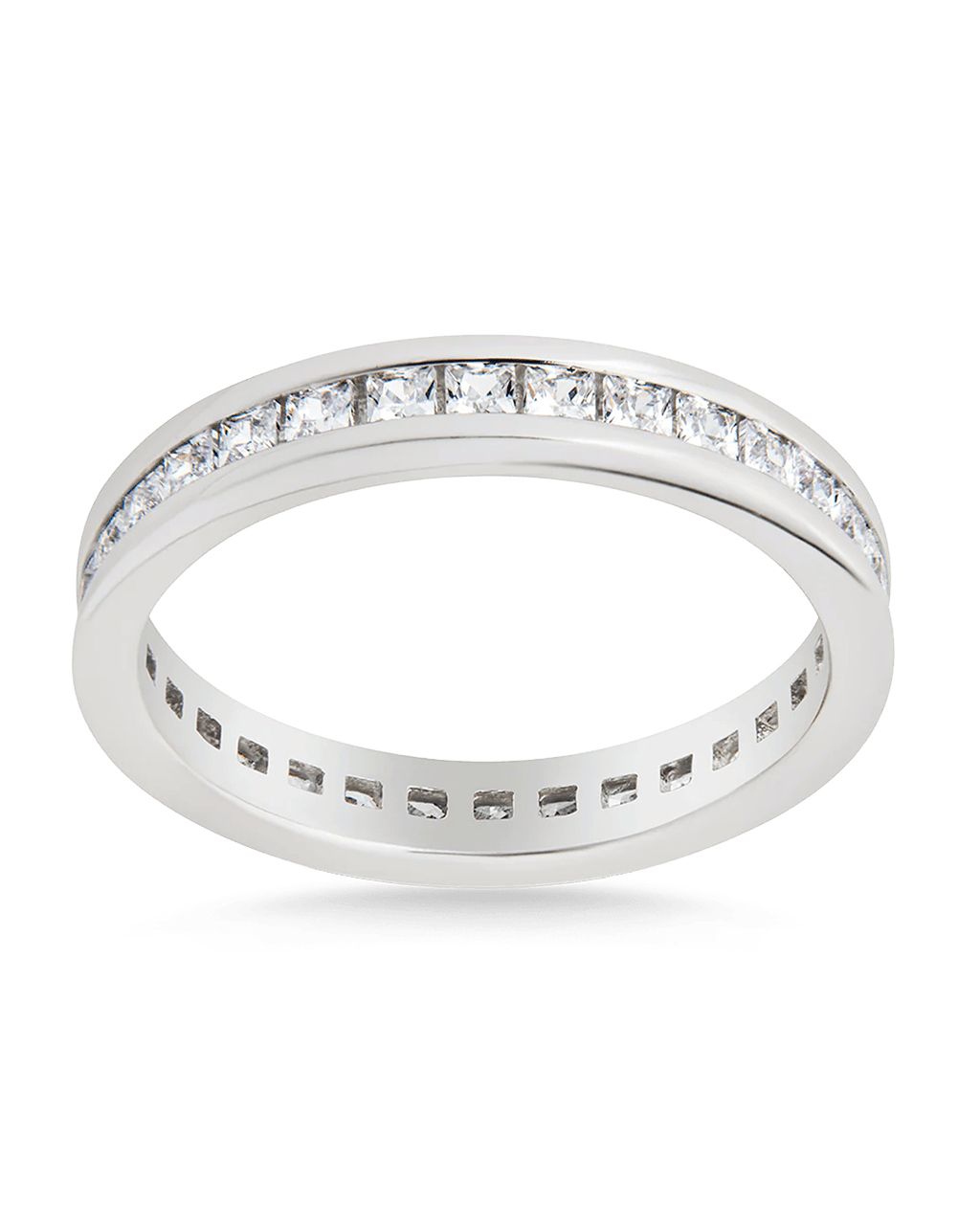 Sterling Silver Princess Eternity Wedding Band