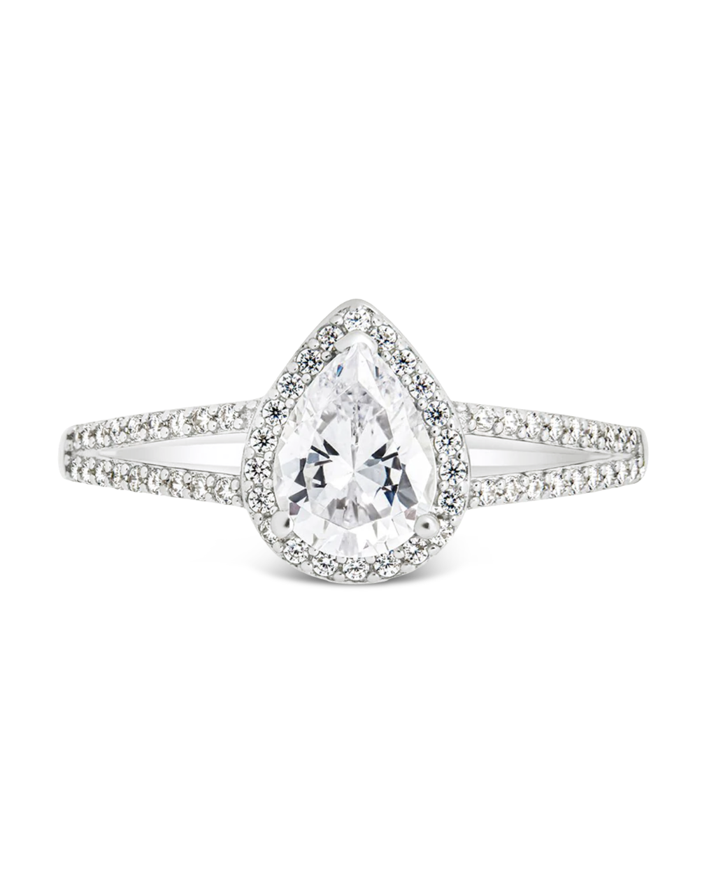 Sterling Silver CZ Pear Cut Engagement Ring