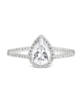 Sterling Silver CZ Pear Cut Engagement Ring