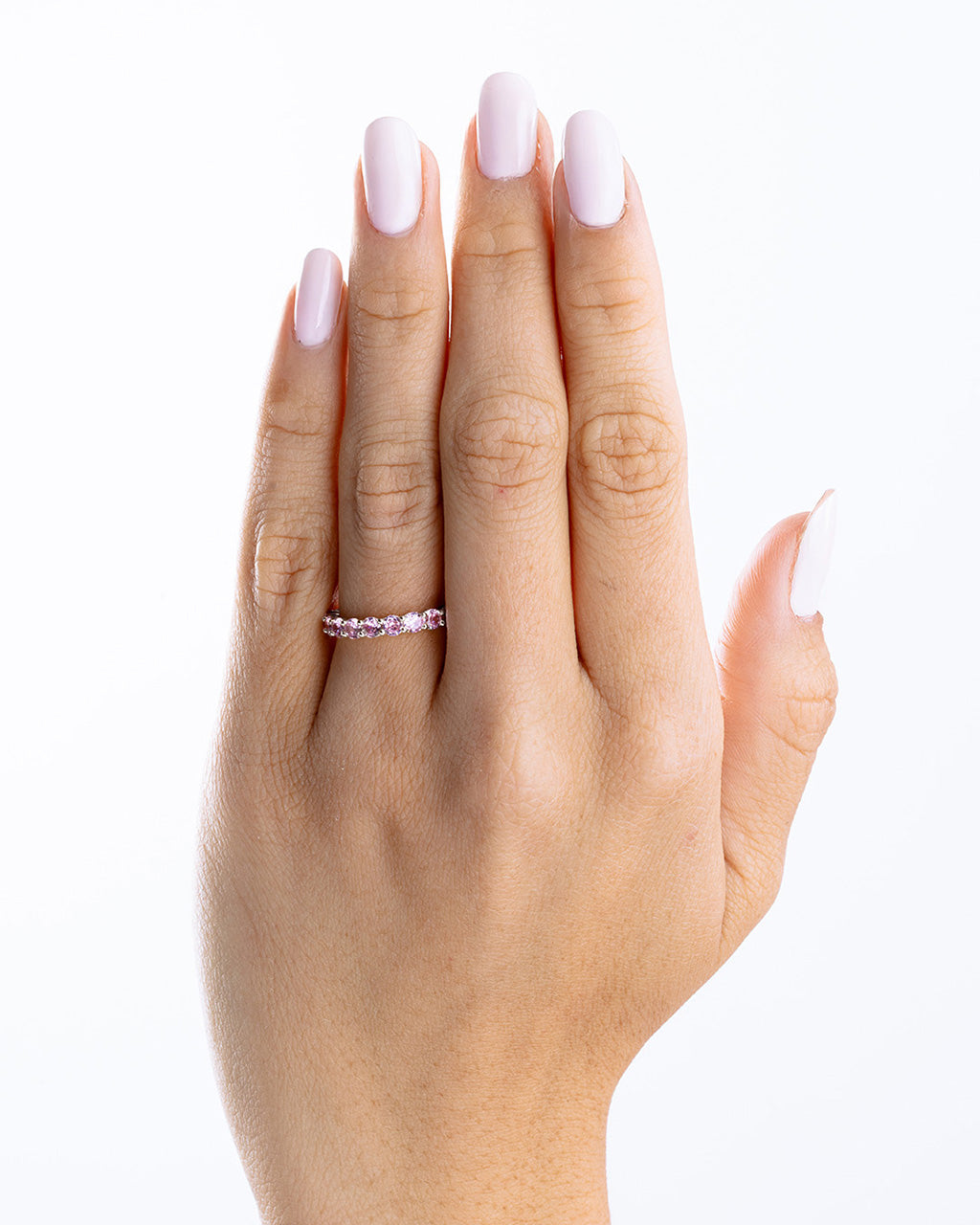 Sterling Silver Gracie Pink Sapphire CZ Eternity Ring
