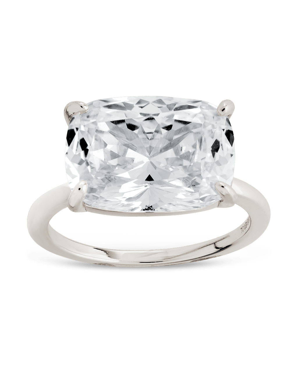 Sterling Silver Cushion East-West Ring