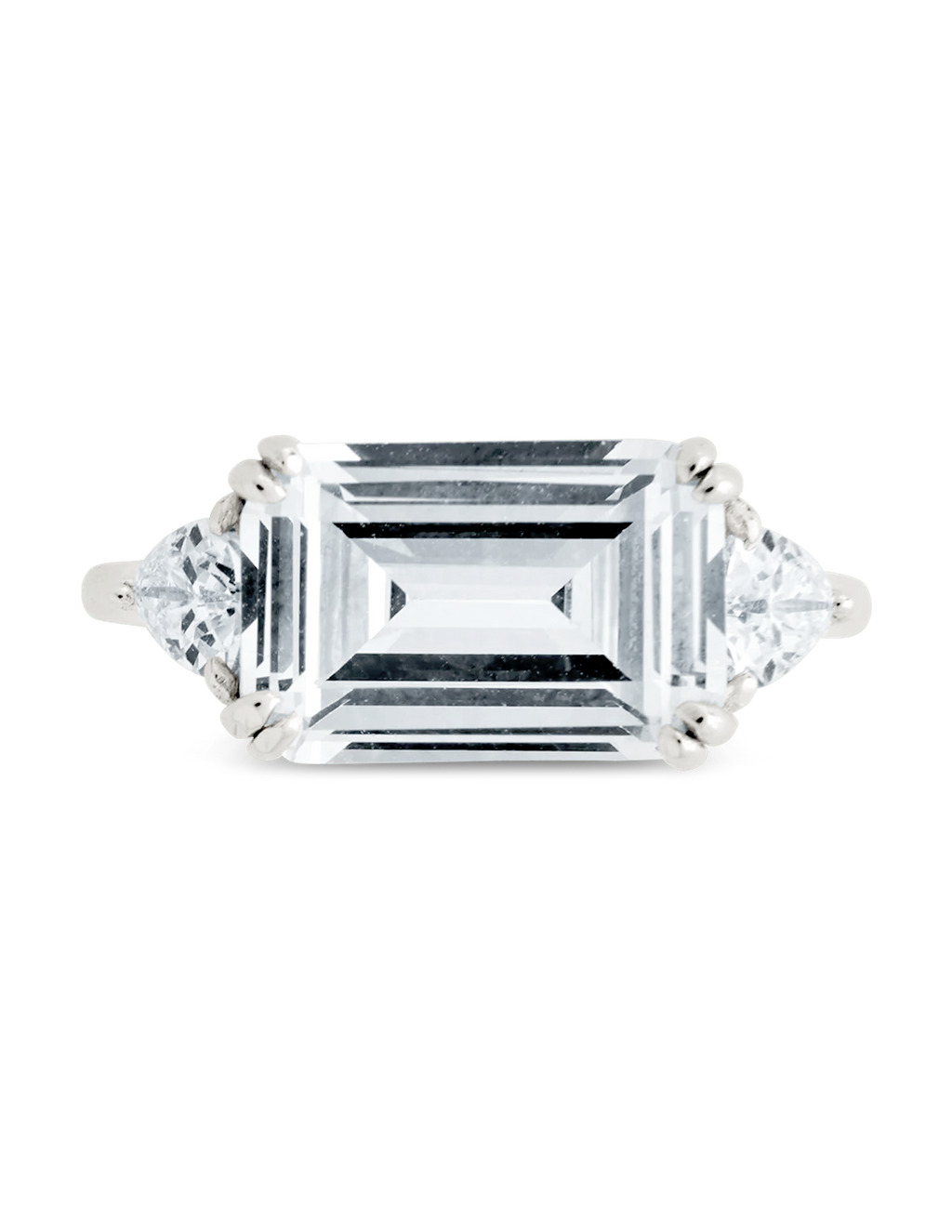 Sterling Silver Emerald & Trillion Ring