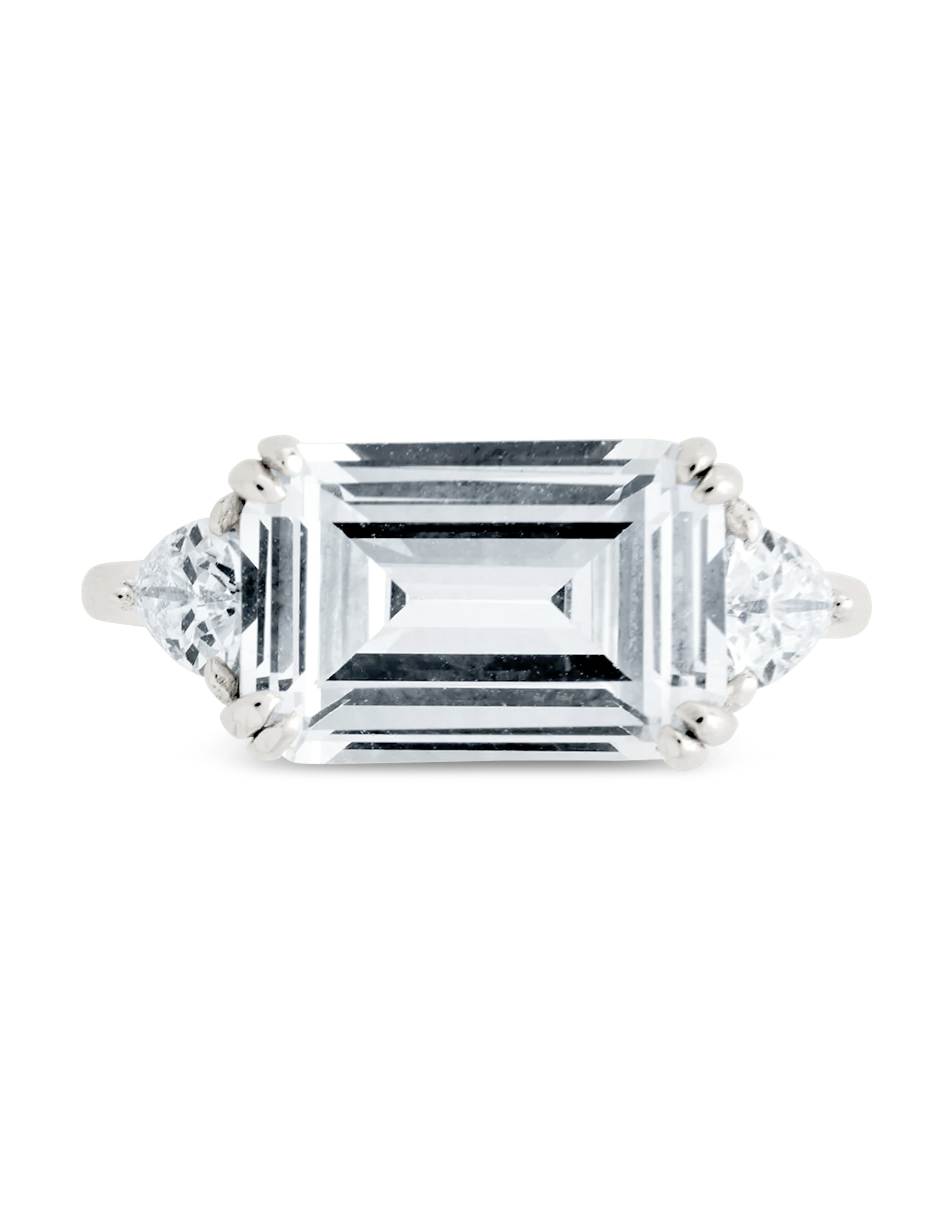 Sterling Silver Emerald & Trillion Ring