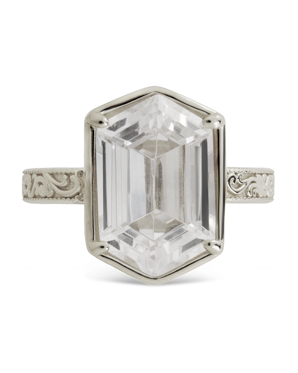 Sterling Silver Hexagon Bezel Ring