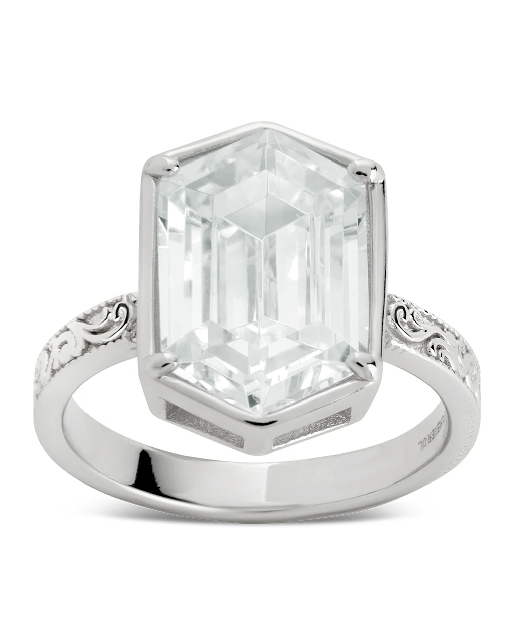 Sterling Silver Hexagon Bezel Ring