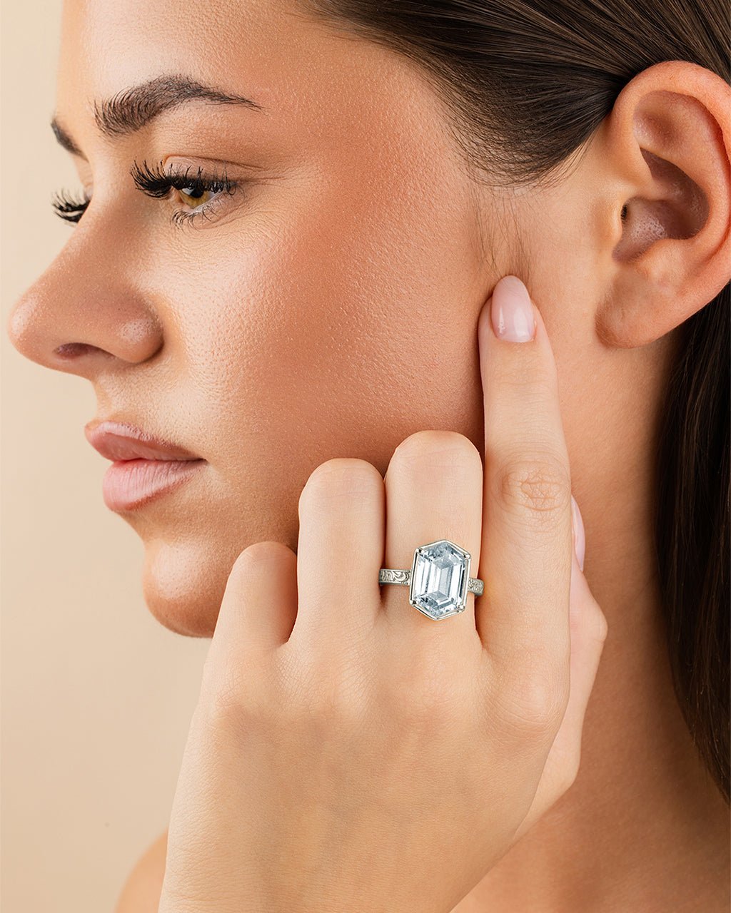 Sterling Silver Hexagon Bezel Ring