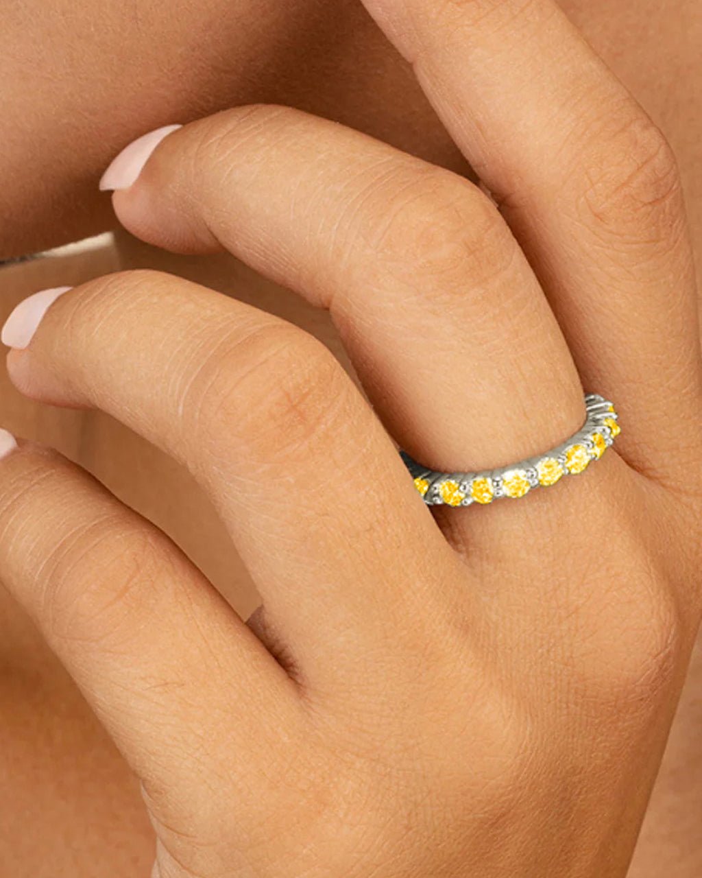 Sterling Silver Gracie Canary CZ Eternity Ring