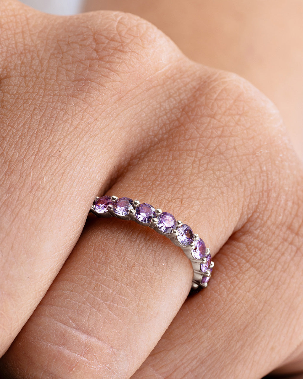 Sterling Silver Gracie Amethyst CZ Eternity Ring
