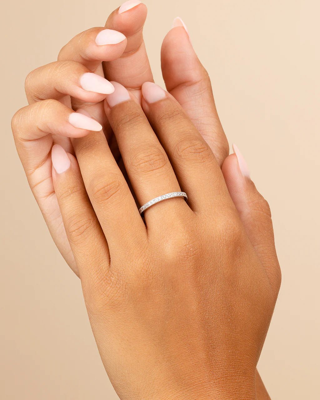 Sterling Silver 2.5mm Thin CZ Band Ring