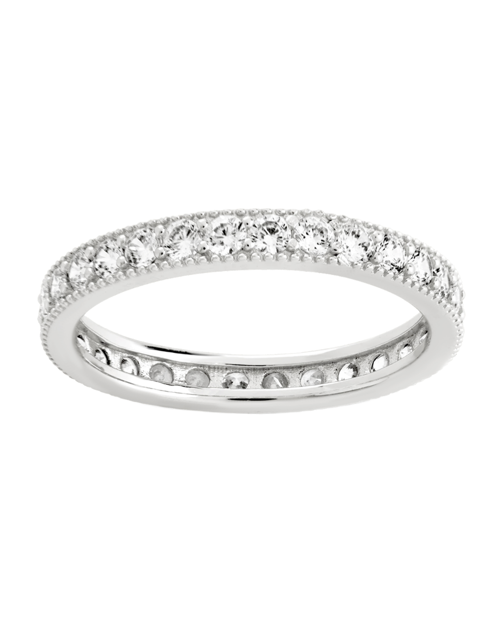 Sterling Silver 3mm Thin CZ Band Ring